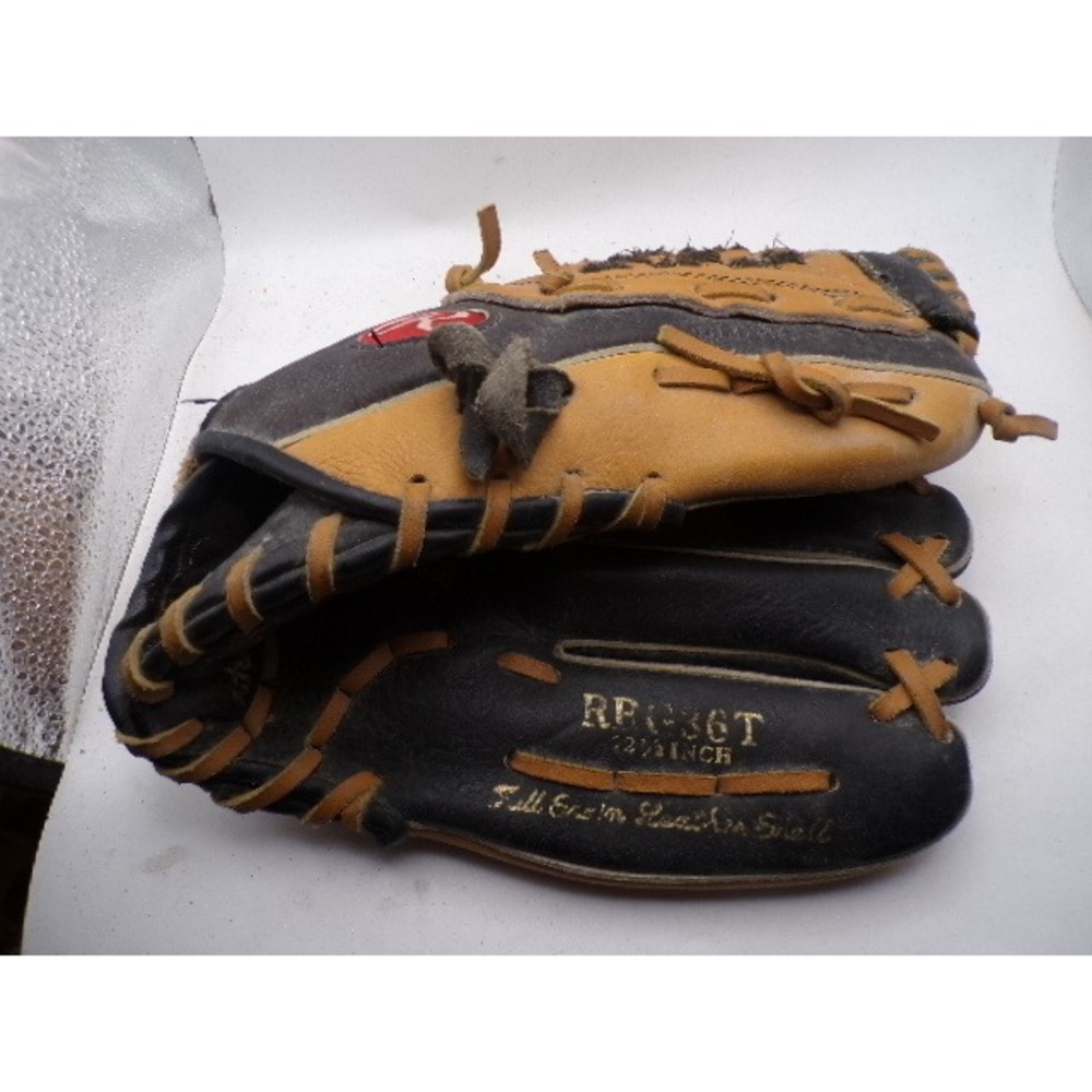 Rawlings RBG36T 12.5 Inch Baseball Glove Black Tan Full Grain Leather Right Hand